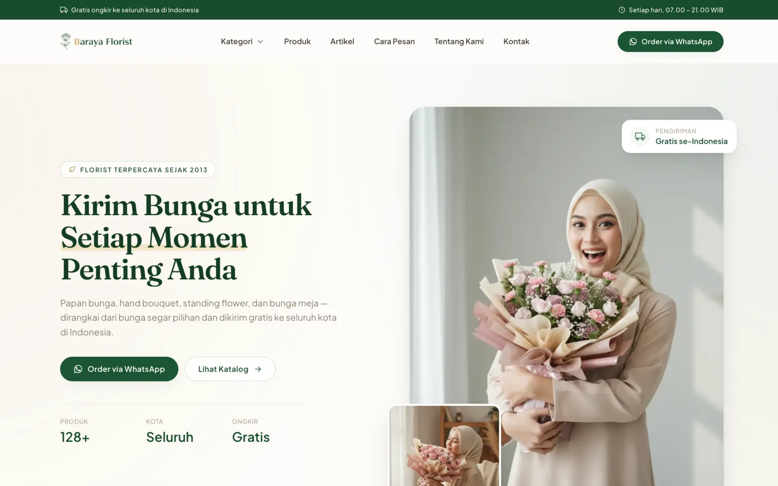 Pratinjau website Baraya Florist