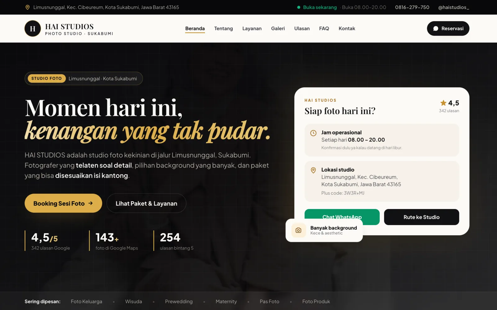 Pratinjau website HAI Studios