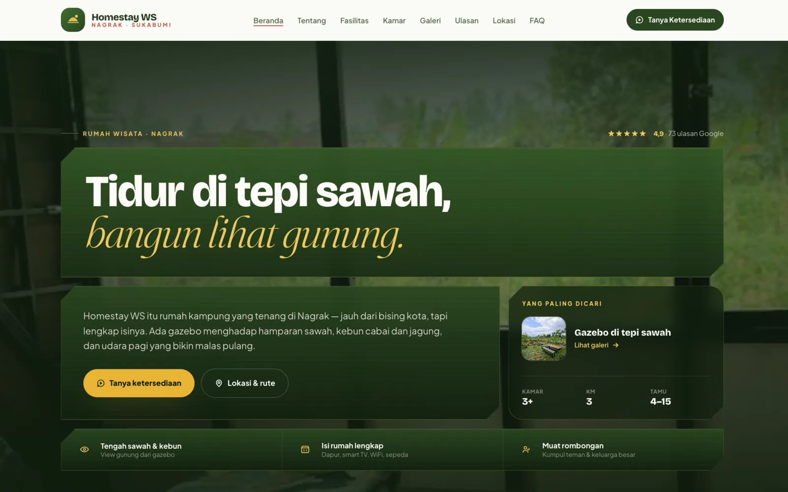 Pratinjau website Homestay WS