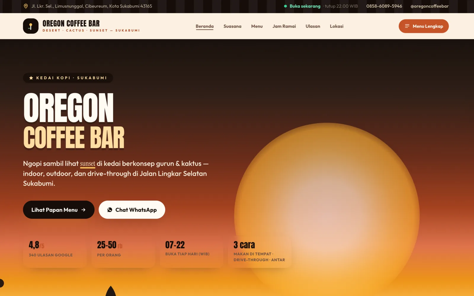Pratinjau website Oregon Coffee Bar