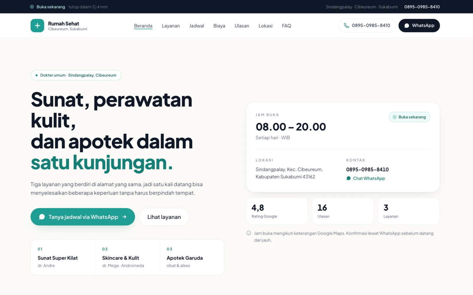 Pratinjau website Rumah Sehat